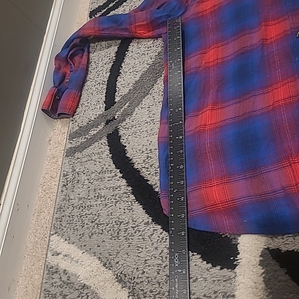 American Eagle Vintage Boyfriend Shirt Womens XL Blue Red Plaid Flannel... - Picture 13 of 14
